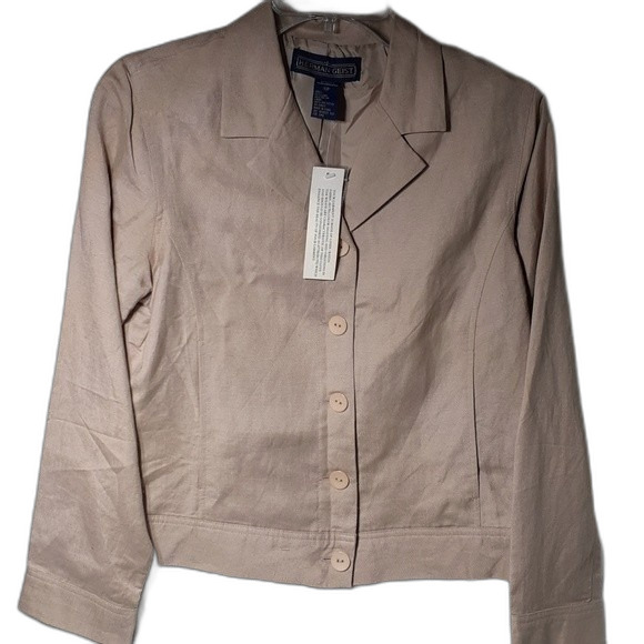 Linen jacket new Herman Geist bomber 10p 10 m beige tan summer classic career - Picture 1 of 7